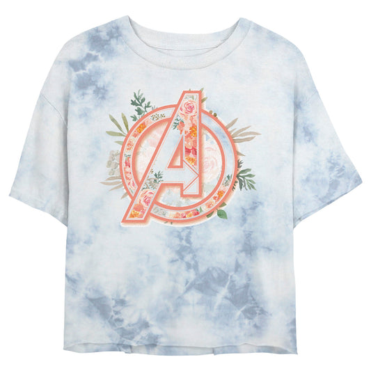 Junior's Marvel Superhero Avenger Floral Bombard Tie - Dye T-Shirt - Bombard Tie - Dye T-Shirt - Hero Merch Store