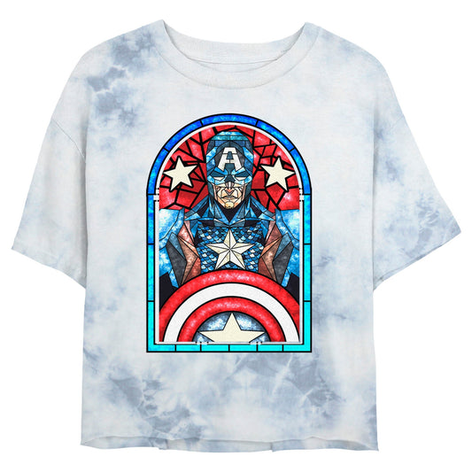 Junior's Marvel Superhero Cap Glass Bombard Tie - Dye T-Shirt - Bombard Tie - Dye T-Shirt - Hero Merch Store