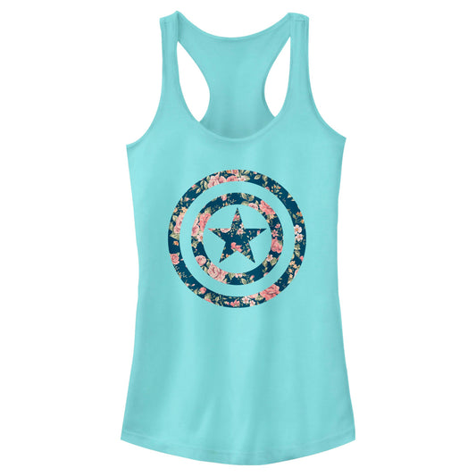 Junior's Marvel Superhero Captain Floral Tank Top - Tank Top - Hero Merch Store