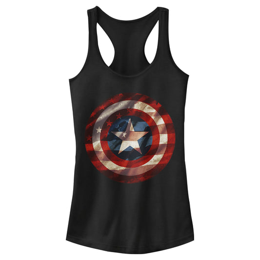 Junior's Marvel Superhero Flag Shield Tank Top - Tank Top - Hero Merch Store