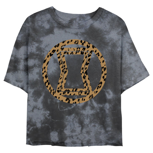 Junior's Marvel Superhero Widow Icon Leopard Fill Bombard Tie - Dye T-Shirt - Bombard Tie - Dye T-Shirt - Hero Merch Store