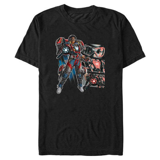 Men's Marvel Superhero Black Panther Wakanda Forever Iron Heart Hero Panels T-Shirt - T-Shirt - Hero Merch Store