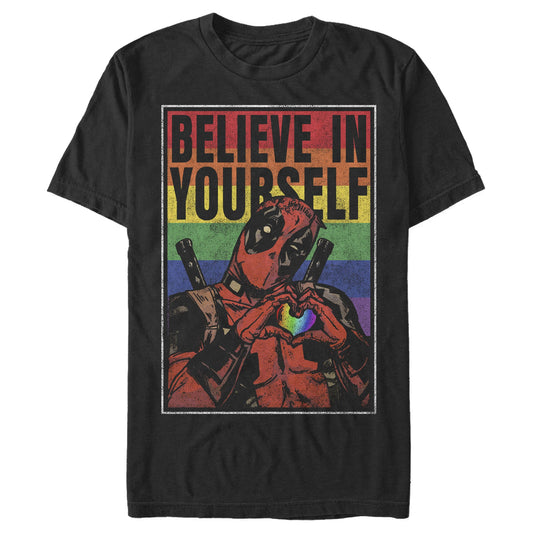 Men's Marvel Superhero Deadpool Deadpool Believe Rainbow T-Shirt - T-Shirt - Hero Merch Store