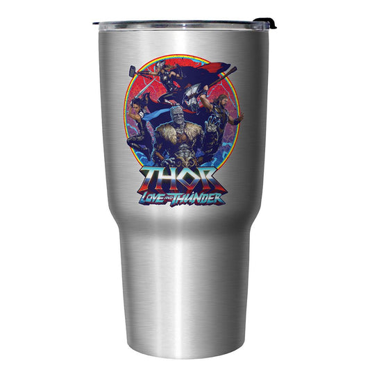 Superhero Drinkware Marvel Superhero Thor Love and Thunder Group Emblem 27oz Stainless Steel Bottle - 27oz Stainless Steel Bottle - Hero Merch Store