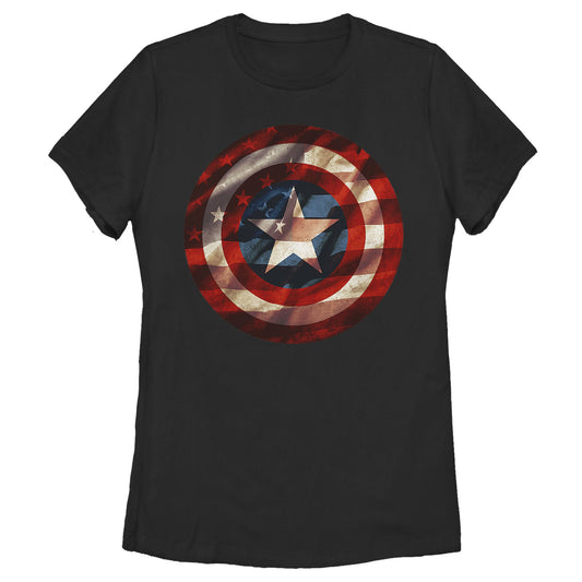 Women's Marvel Superhero Flag Shield T-Shirt - T-Shirt - Hero Merch Store